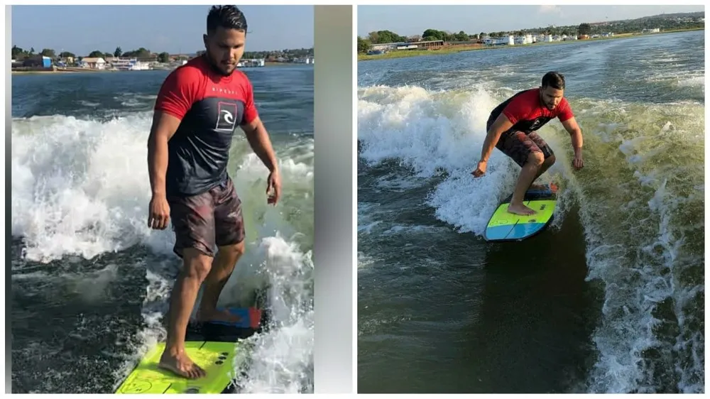 Piloto pratica esportes como surf — Foto: Arquivo pessoal