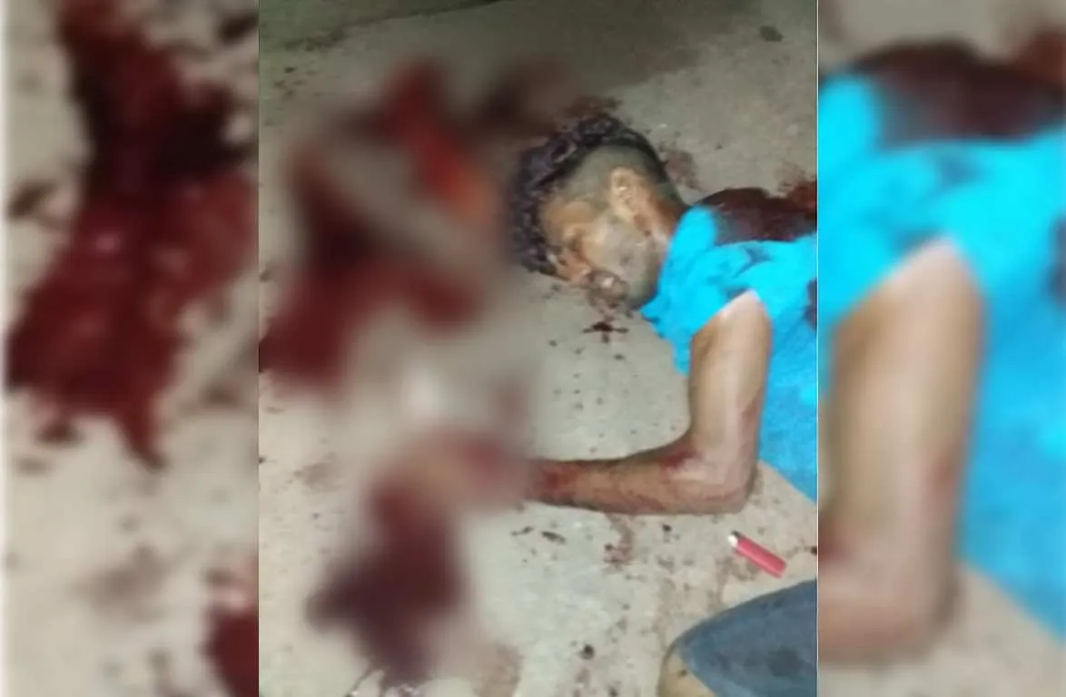 homem atacado a golpes de facão