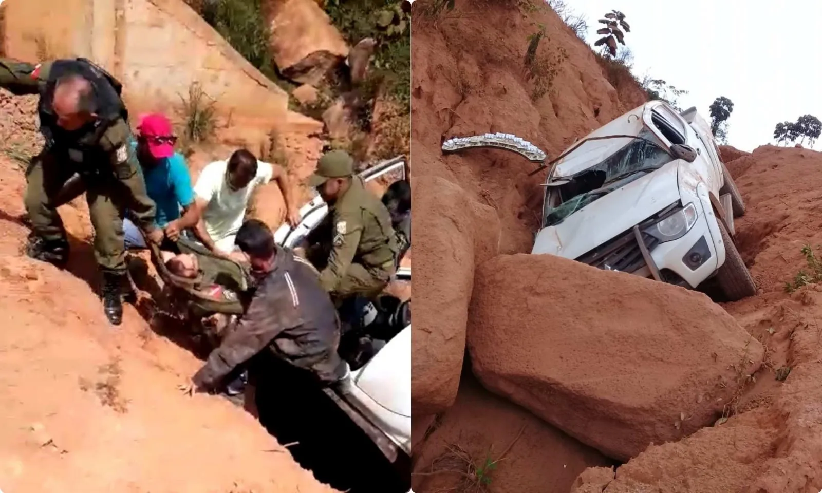 Veículo saiu da pista e caiu em um abismo.