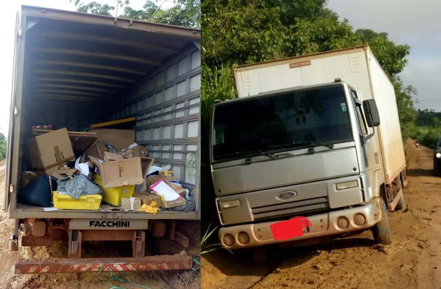 Caminhão dos correios assaltado na Transamazônica.