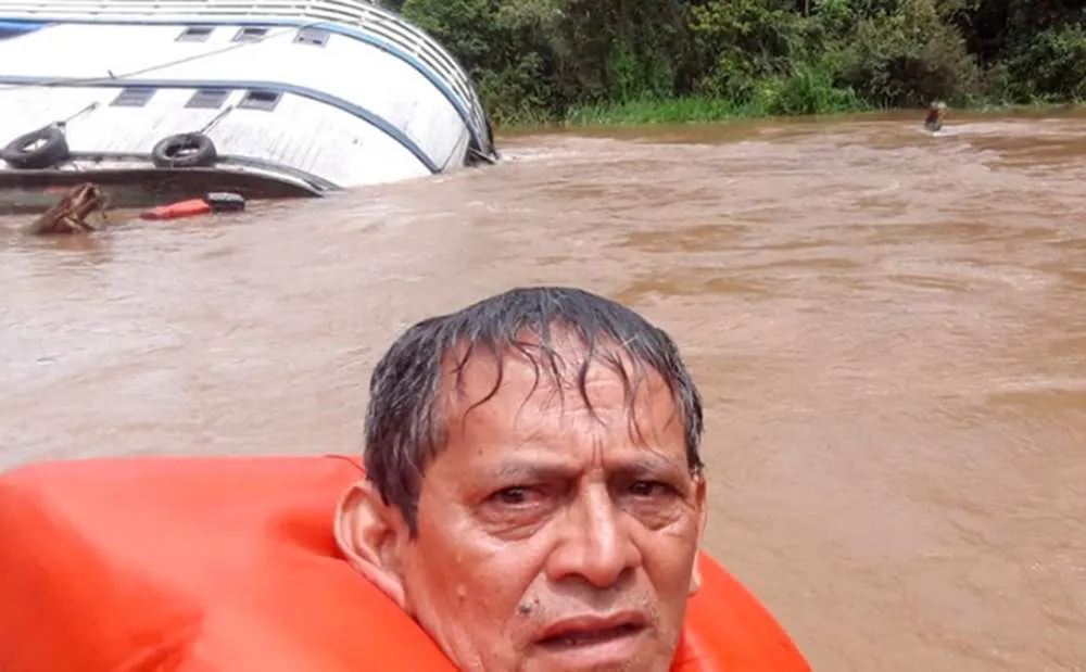 Sobrevivente do naufrágio no rio Purus.