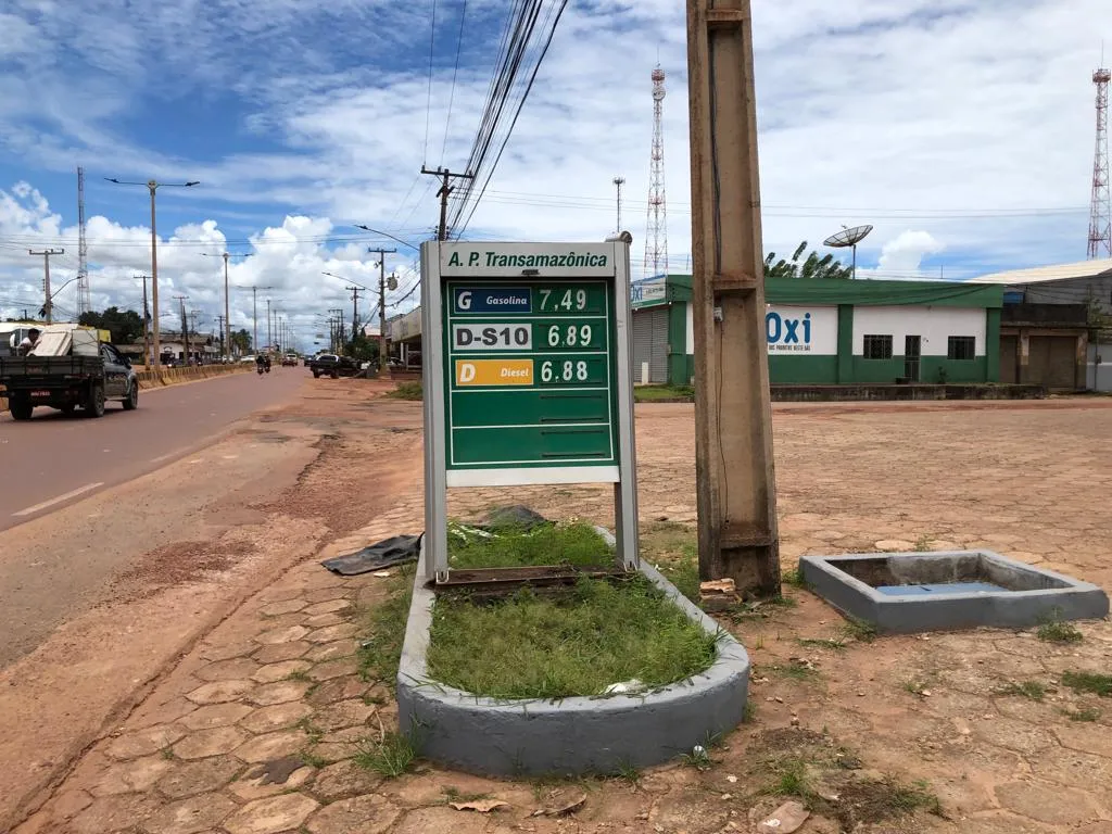 Preços dos combustíveis no Posto Transamazônica.